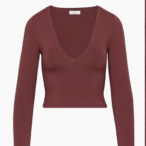 Aritzia Babaton long sleeve deep v